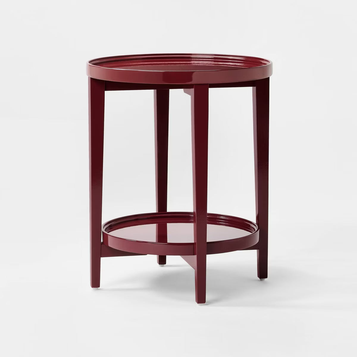 Accent Table Wood Round Lacquer Finish