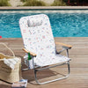 Recycled Fabric Aluminum High Sitting Outdoor Portable Beach Chair with Pillow White