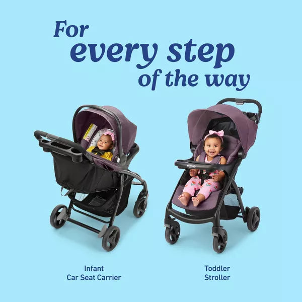 pink graco stroller with car seat Verb Click Connect Travel System with SnugRide Infant Car Seat