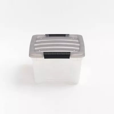7pk Stack and Pull Plastic Storage Bin: Multicolor, Transparent, Stackable, Lidded, Built-In Handles