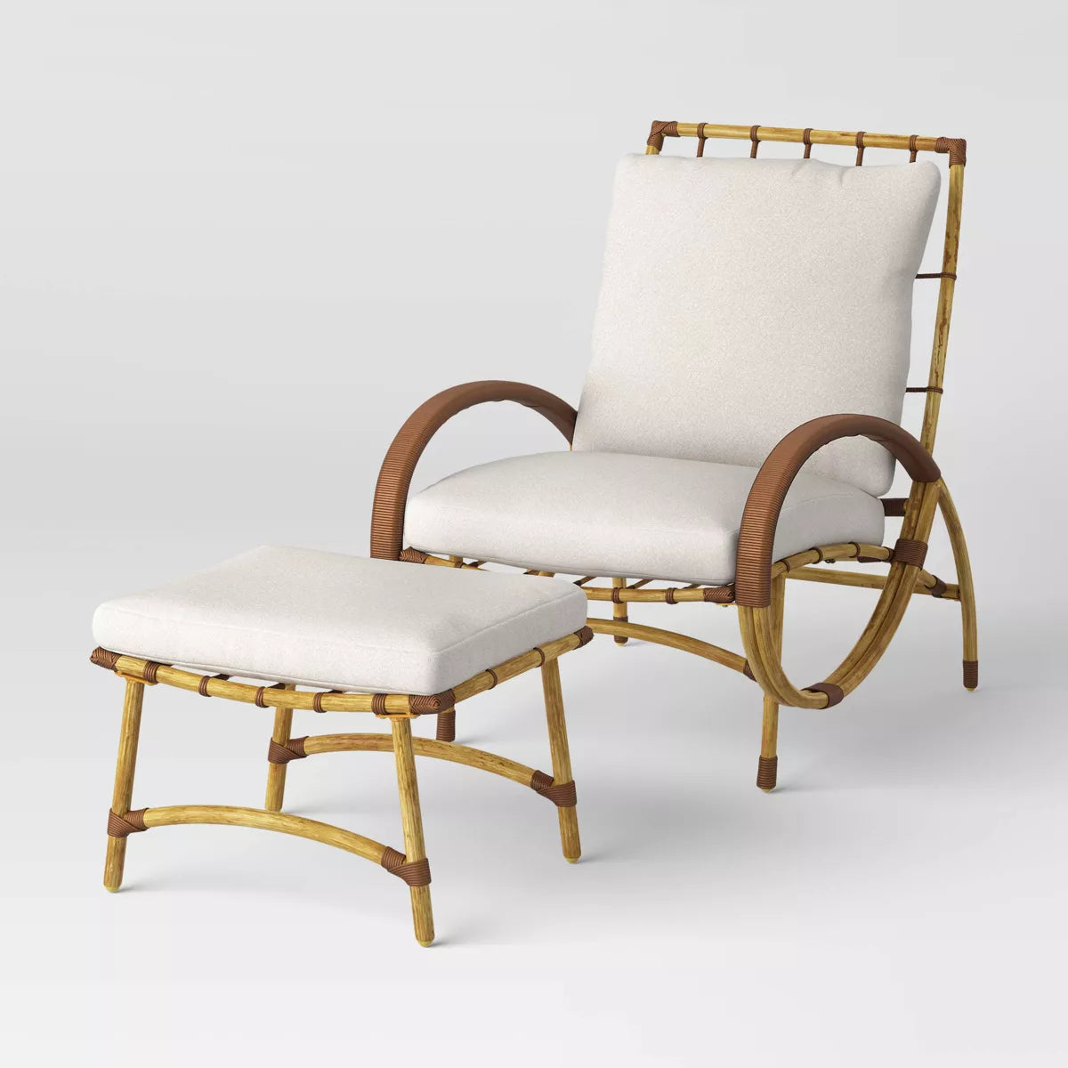 2pc Sculptured Statement Patio Conversation Set Chair & Ottoman