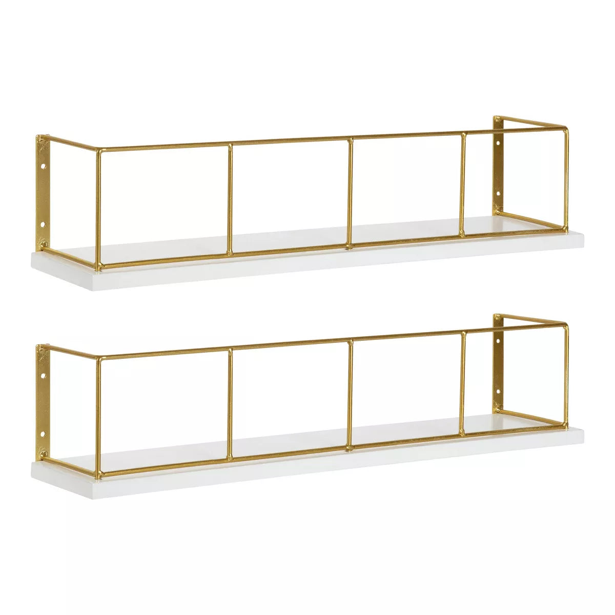 2pk Benbrook Wood and Metal Wall Shelf Set White