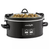 6qt Cook & Carry One Touch Programmable Slow Cooker Matte Black: Locking Lid, Removable Stoneware Pot