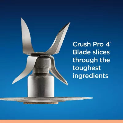 2-in-1 One Touch Blender - Stainless Steel: Glass Jar, 6 Speeds, Smoothies, Ice Crush, Dishwasher-Safe Parts
