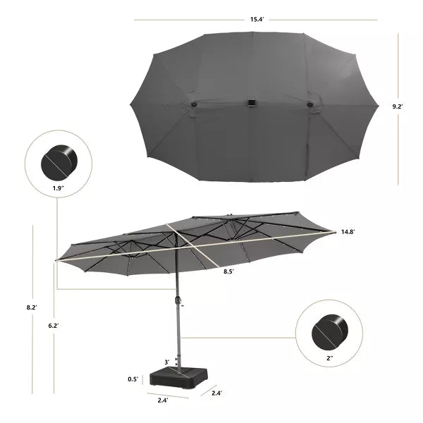 Patio Double-Sided Solar LED Market Umbrella Crank Base