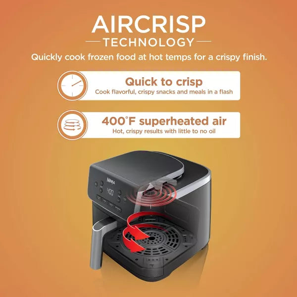 Air Fryer Pro 4-in-1 : Dishwasher-Safe Parts, Gray, Metal & Plastic