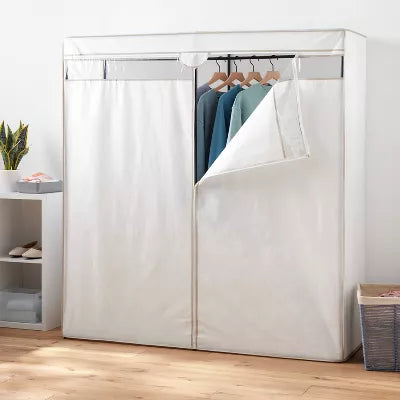 Covered Storage Closet White - Portable Garment Rack
