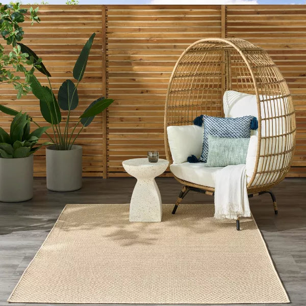 Tulum Basketweave Solid Indoor/Outdoor Rug 5'3"x7'