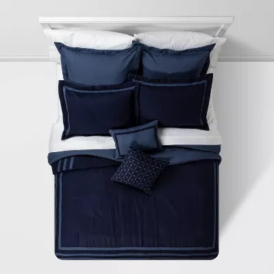 8pc Applique Border Comforter Bedding Set - King