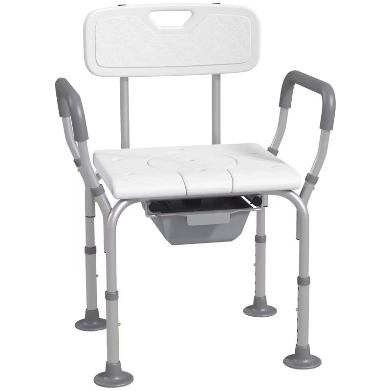 3-in-1 Shower Chair with Back and Arms, Raised Toilet Seat