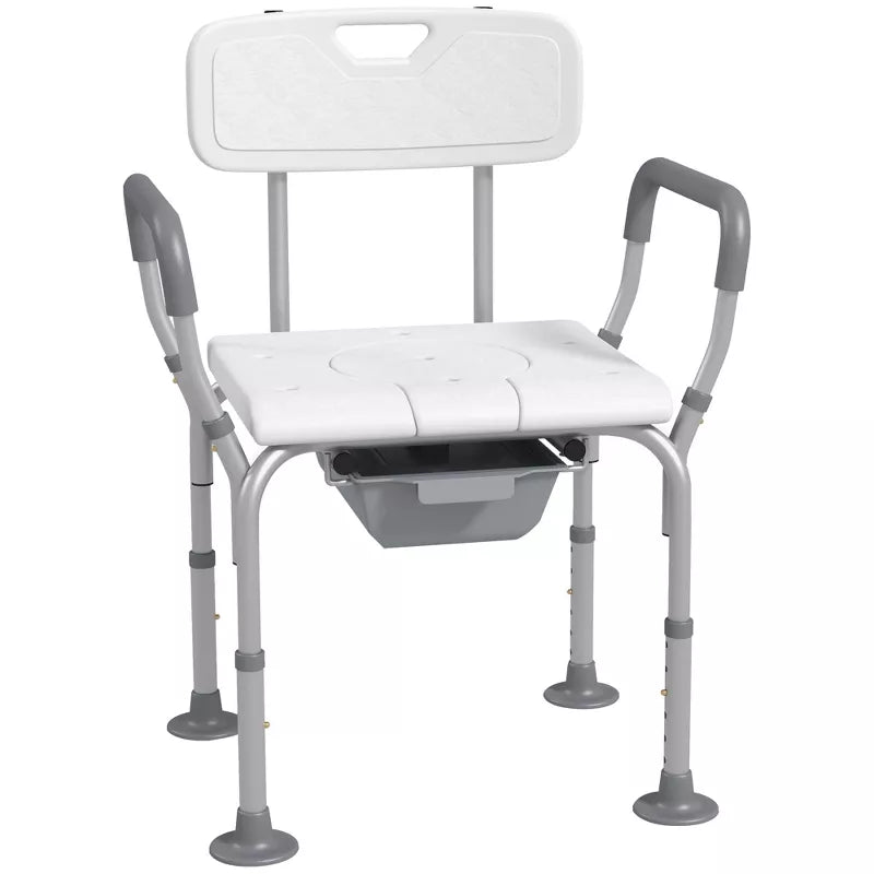 3-in-1 Shower Chair with Back and Arms, Raised Toilet Seat