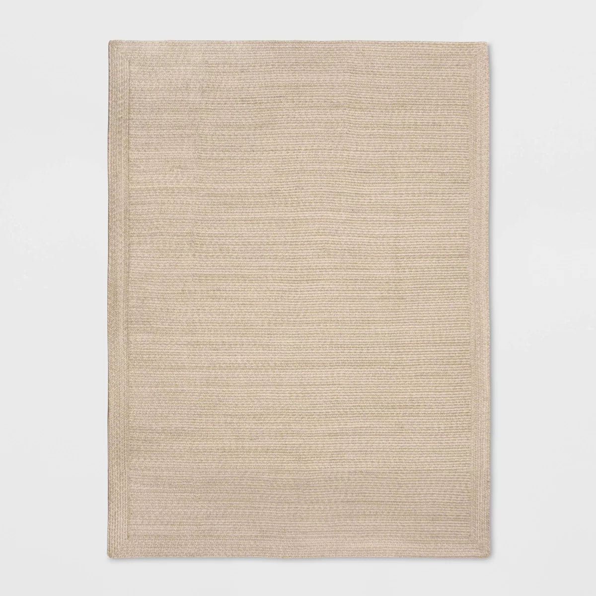 Natural Woven Rectangular Braided Outdoor Rug Heathered Cream  5'x7'