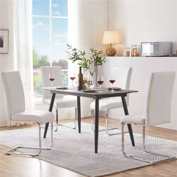 Set of 2 Faux Leather Dining Chairs with Metal Legs