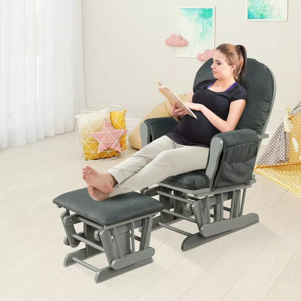 Baby Nursery Relax Rocker Rocking Chair Glider & Ottoman Set w/ Cushion
