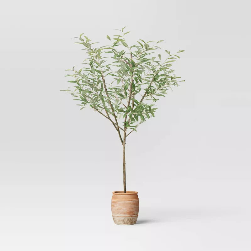 Olive Artificial Tree with Cement Pot, 72"