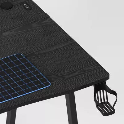Gaming Dorm Desk with LED Lights and Headphone Holder