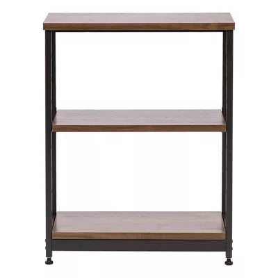 Wood and Metal Shelf Brown/Black