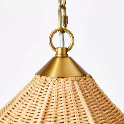 Tapered Rattan Ceiling Light Brown