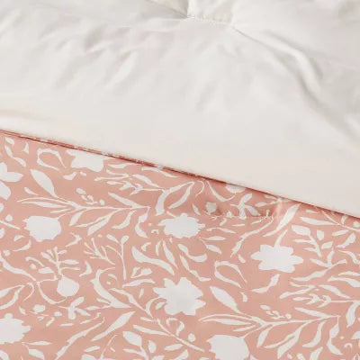 12pc Floral Boho Comforter & Sheets Set Terracotta Pink