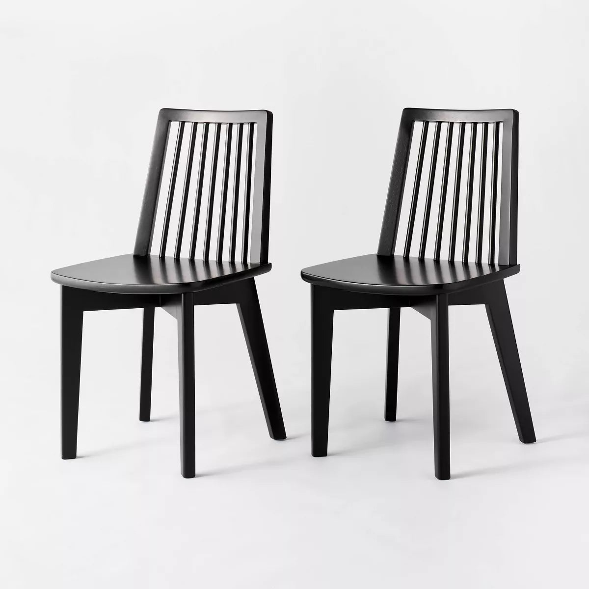 (Set of 4) Linden Modified Windsor Wood Dining Chair - Black SHOWROOM ITEM