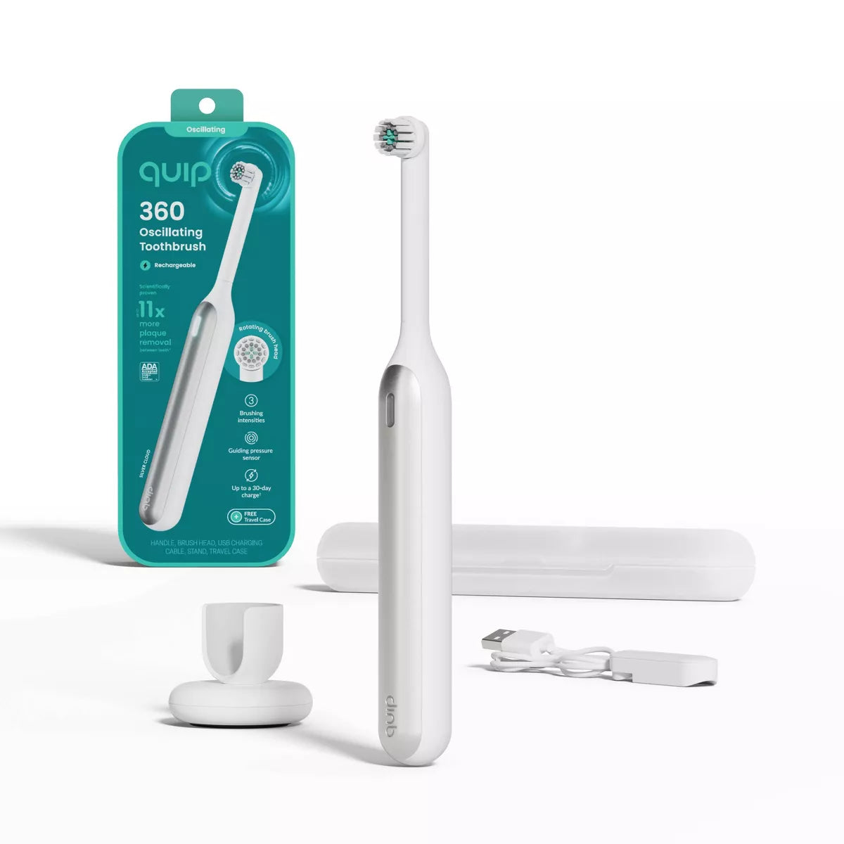 360 Oscillating Rechargeable Electric Toothbrush + Travel Case