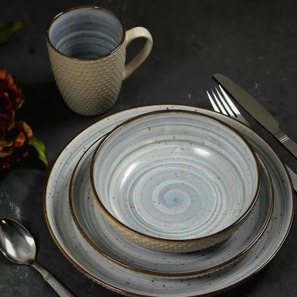 16pc Stoneware Cloud Dinnerware Set Blue