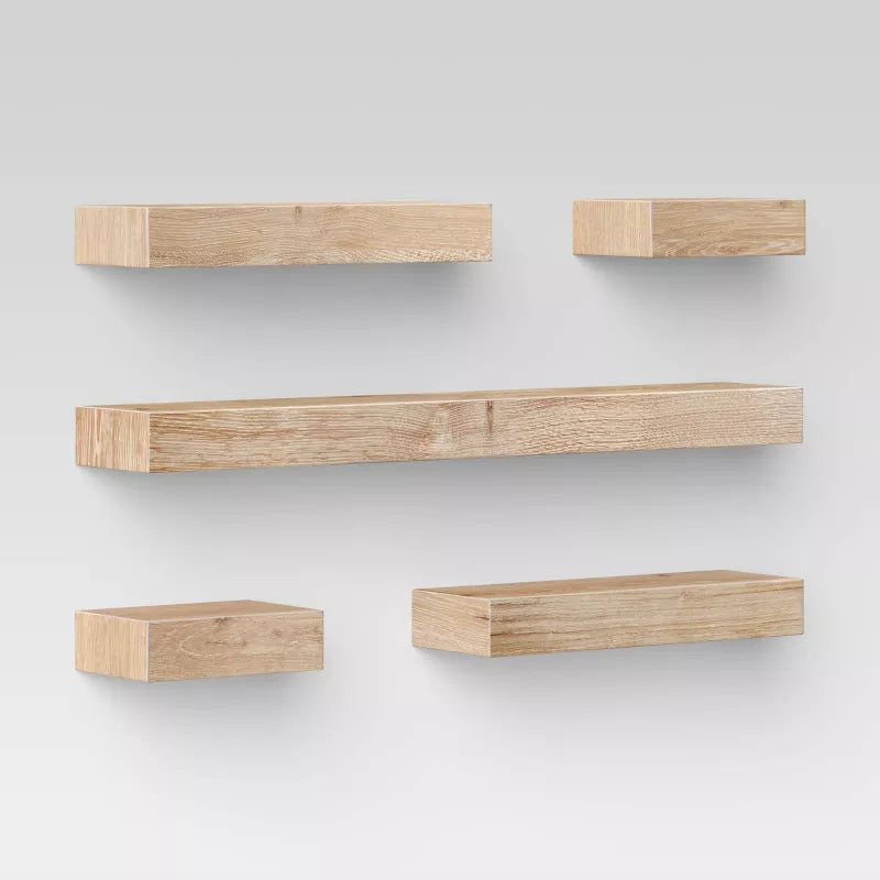 Set of 5 Wall Shelf Natural