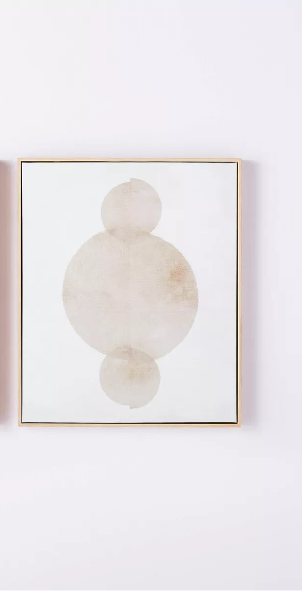 1-Piece Abstract Shapes Framed Canvas Brown