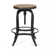 2pc Farmdale Industrial Firwood Adjustable Height Swivel Counter Height Barstools Antique Natural/Pewter - Wrought-Iron Frame