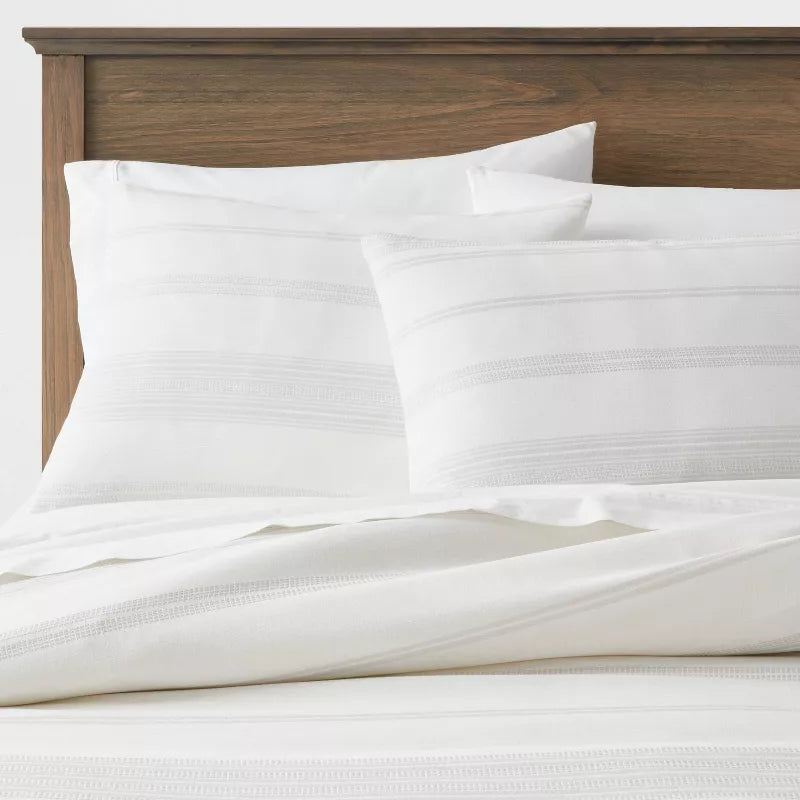 Cotton Woven Stripe Duvet Cover & Sham Set - King