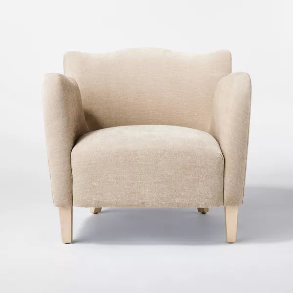 Wing Arm Accent Chair Velvet Beige