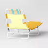 Recycled Fabric Outdoor Portable Beach Lounger with Headrest Yellow - Weather-Resistant, Steel Frame