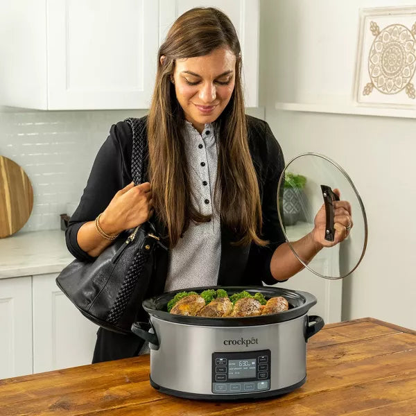 MyTime Technology Programmable Slow Cooker - Stainless Steel: 10 Settings, Auto Keep Warm, Dishwasher-Safe