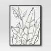 Botanical Sketch Framed Wall Canvas White/Black: Modern Vertical Digital Art Set