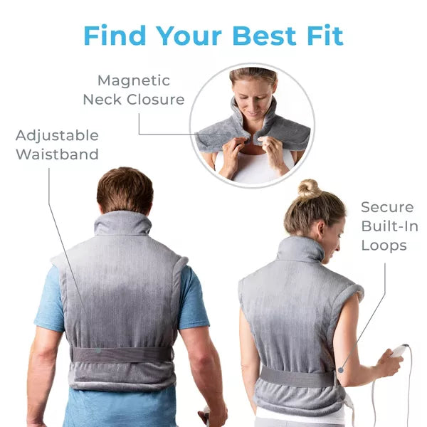 PureRelief XL Extra-Long Back and Neck Heating Pad -  Gray