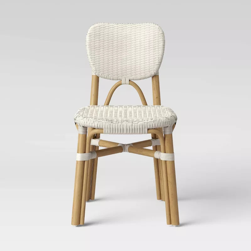 Canton Rattan and Woven Dining Chair White