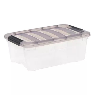 7pk Stack and Pull Plastic Storage Bin: Multicolor, Transparent, Stackable, Lidded, Built-In Handles