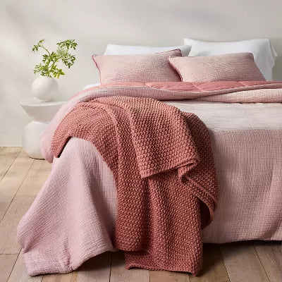Chunky Knit Bed Blanket - Full/Queen