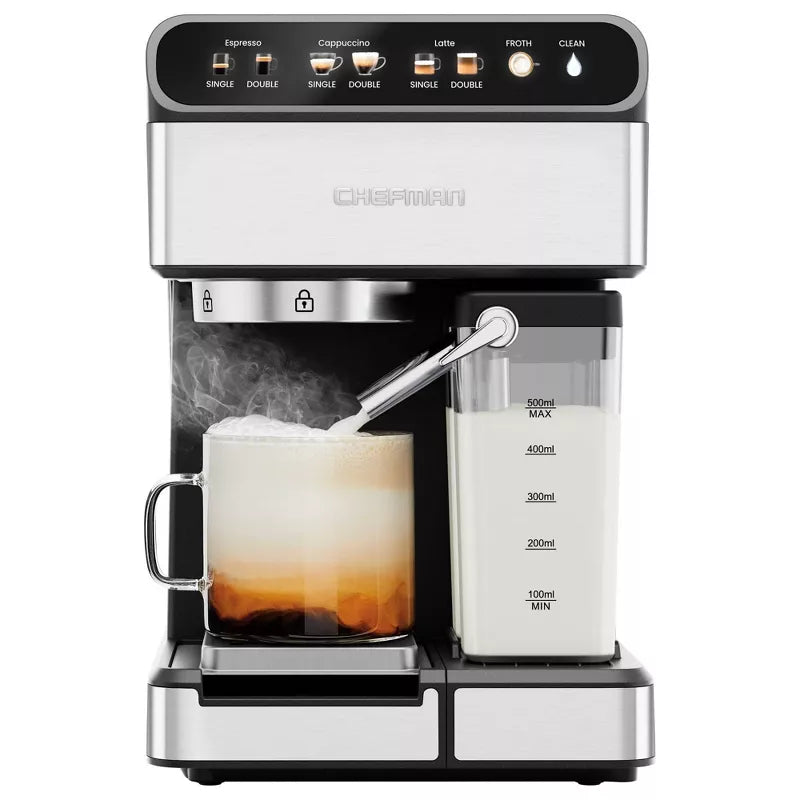 Barista Pro Espresso Maker Stainless Steel Finish:  Electric Coffee Machine, Dishwasher-Safe Parts