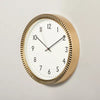 Pleated Brass Round Analog Wall Clock Antique Finish