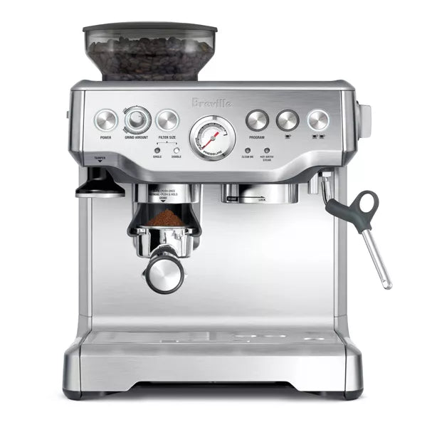 Stainless Steel Barista Express Espresso Machine Light Silver 15 Bars Pressure, Milk Frother