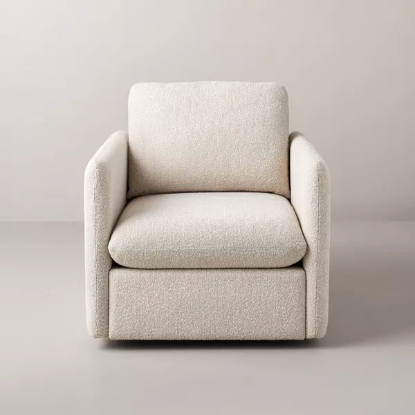 Boucle Upholstered Swivel Arm Chair