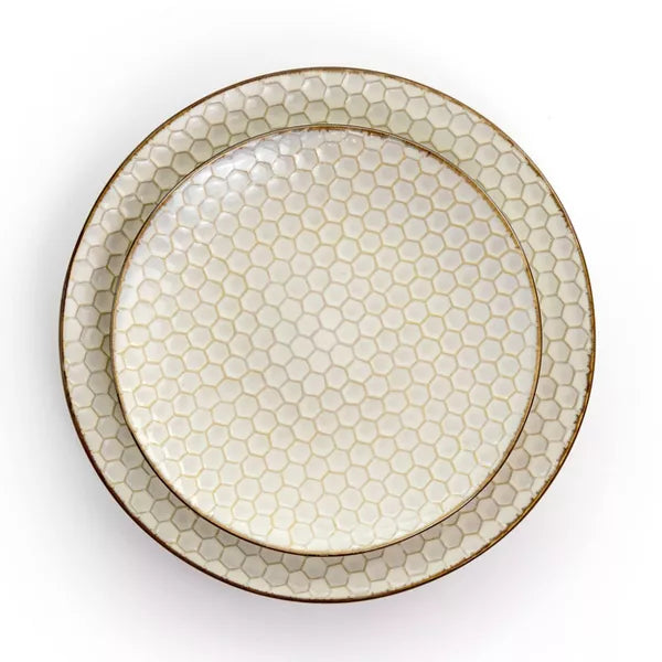 16pc Stoneware Honey Dinnerware Set White