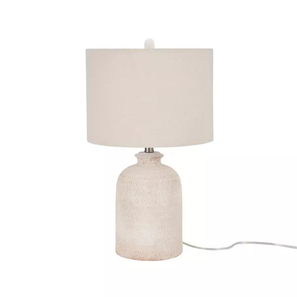 White Textured Terracotta Table Lamp
