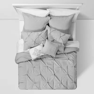 8pc Pinch Pleat Comforter Bedding Set - King