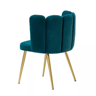 Barbara Contemporary Velvet Vanity Stool for Makeup Room, Moden Accent Side Chairs for Living Room with Shell Back and Golden Metal Legs
