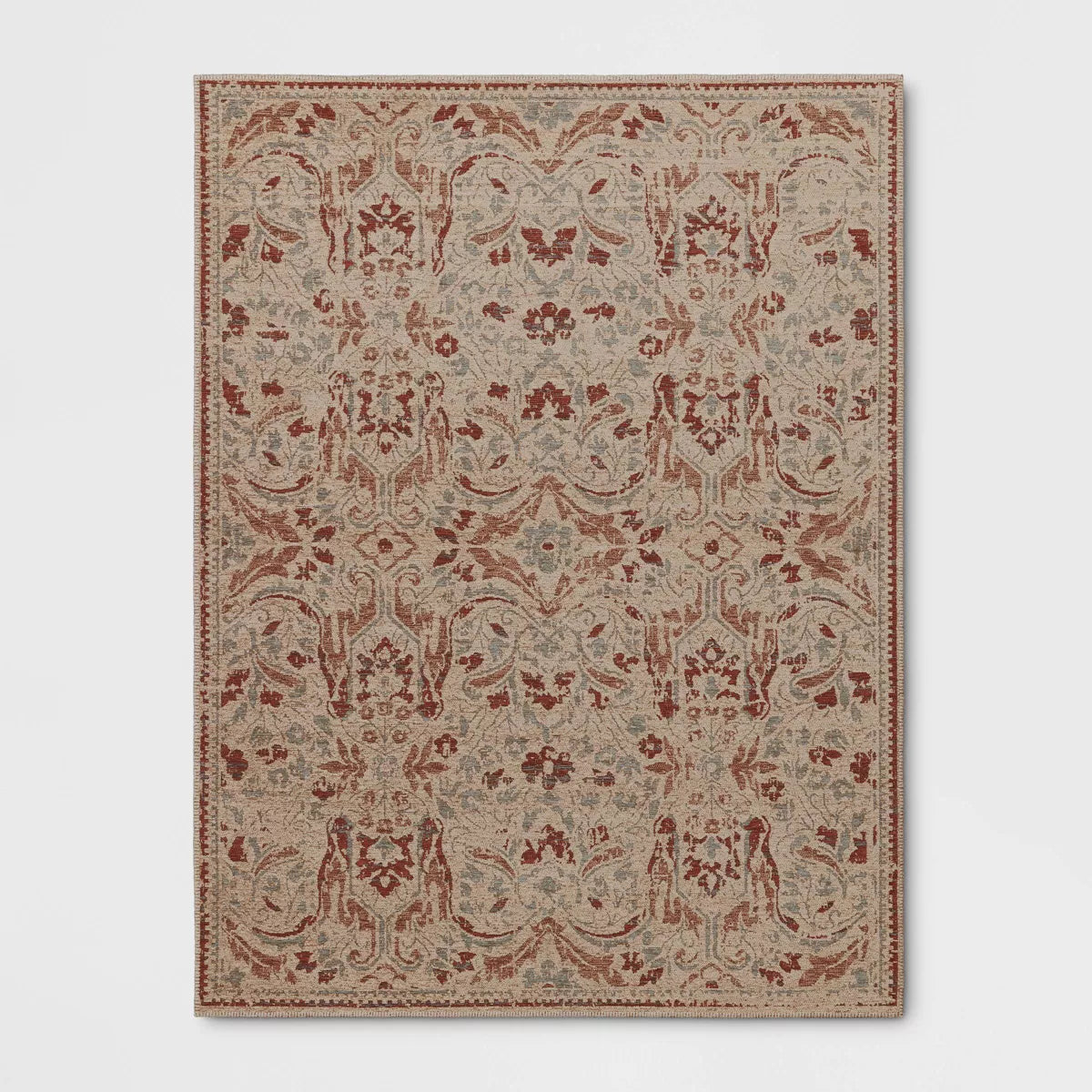 5'1" x 6'11" Ornate Persian Outdoor Area Rug - Orange SHOWROOM ITEM