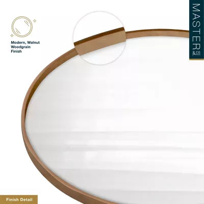 Round Woodgrain Mirror