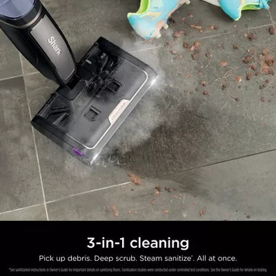 3-in-1 Steam Mop Pickup Debris, Deep Scrubs, Steam, and Sanitizes Sealed Hard Floors Black