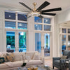 Modern Gold LED Ceiling Fan 6-Speed Reversible Chandelier